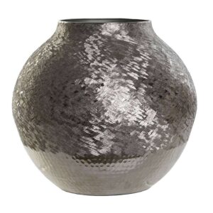 Vaso Rotondo in Alluminio Raschiato Argento