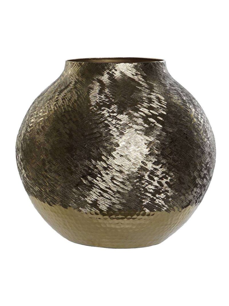 Vaso Rotondo In Alluminio Raschiato Argento