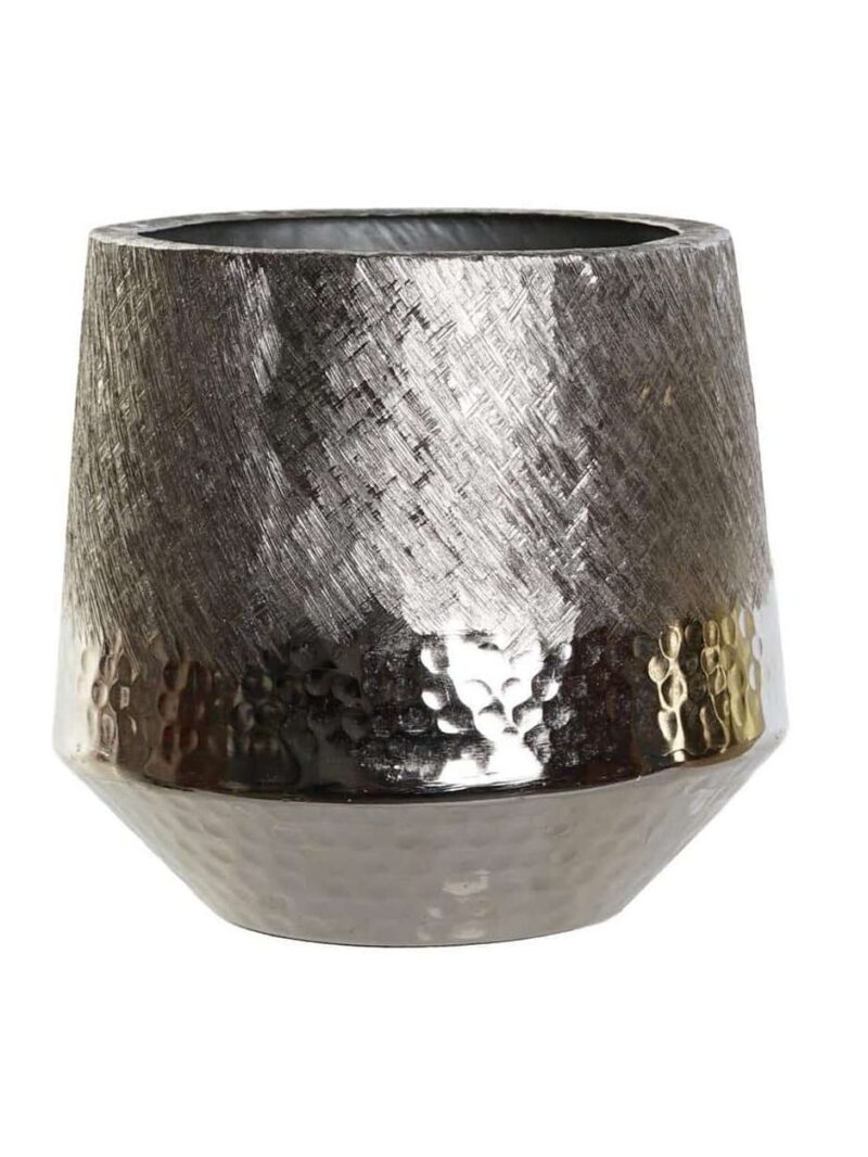 Vaso Centrotavola In Alluminio Raschiato Argento