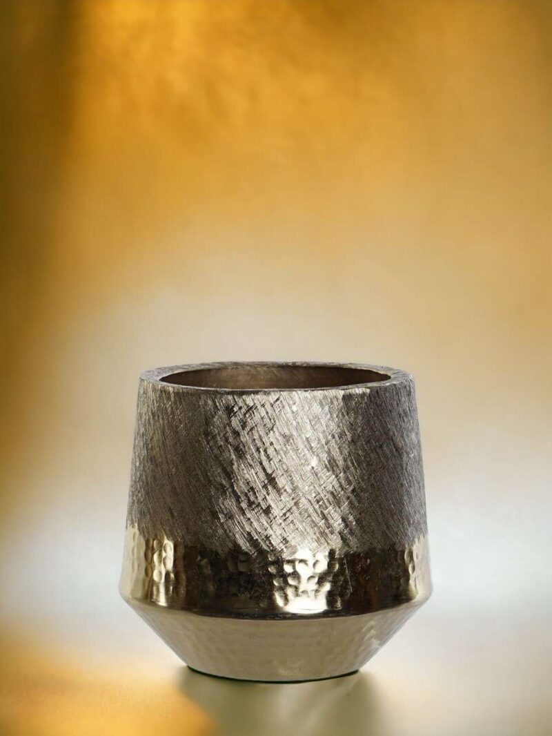 Vaso Centrotavola In Alluminio Raschiato Oro