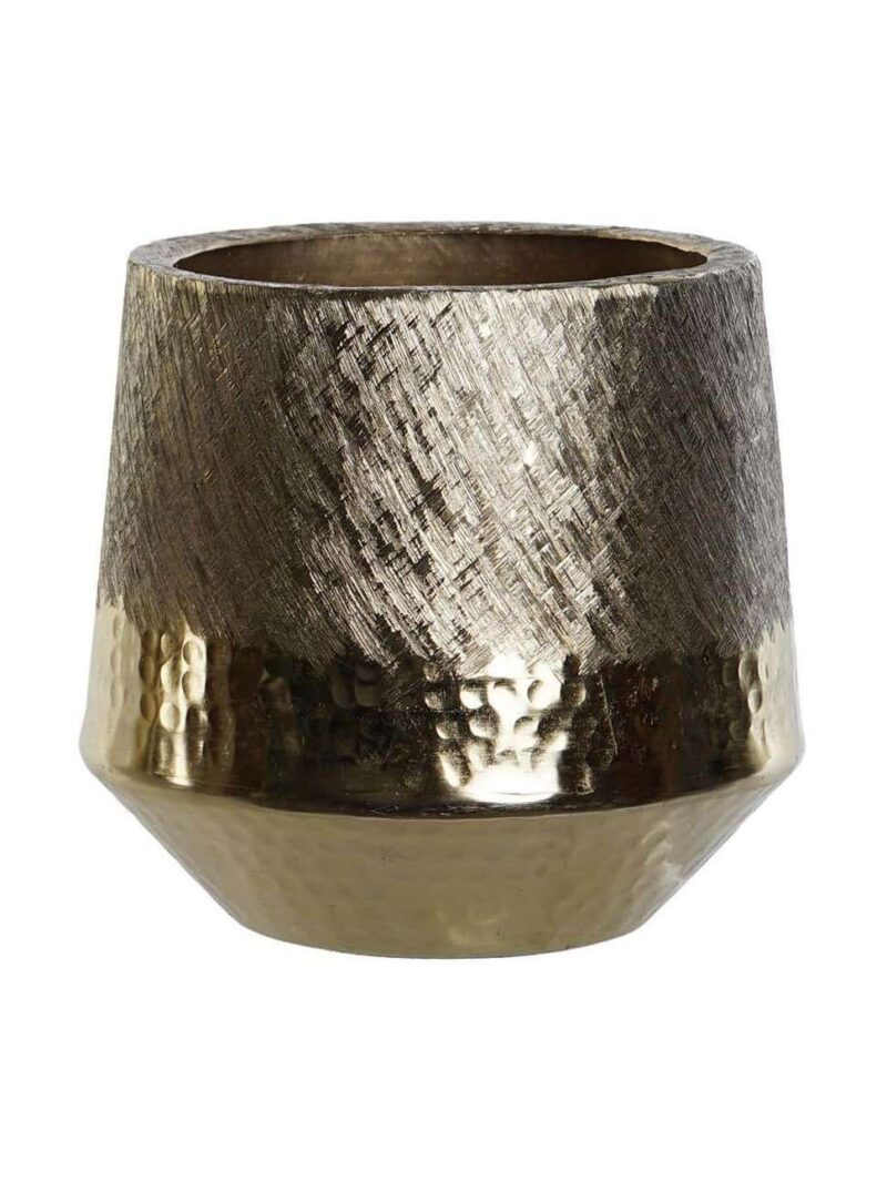 Vaso Centrotavola In Alluminio Raschiato Oro