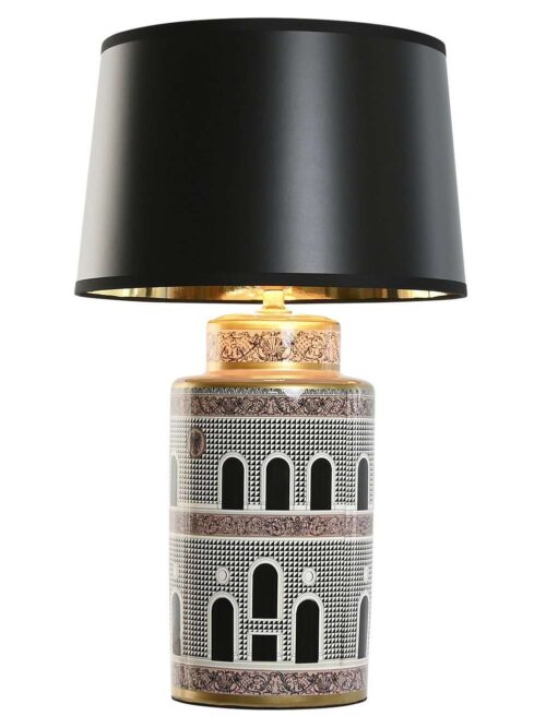 Lampada da Tavolo in Porcellana con Disegni di Porte h68