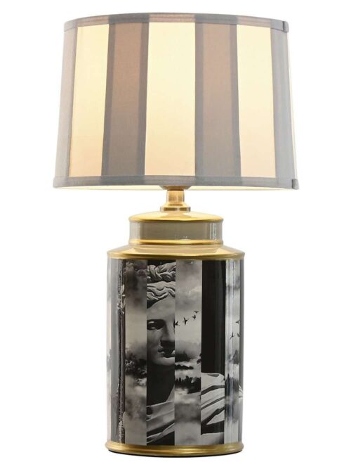 Lampada da Tavolo in Porcellana Giallo Stile Retro