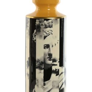Vaso in Porcellana Giallo Stile Retro Stampa Bianco/Nero