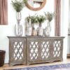 Mobile Buffet In Legno Naturale Di Mango Invecchiato Con Decorazione