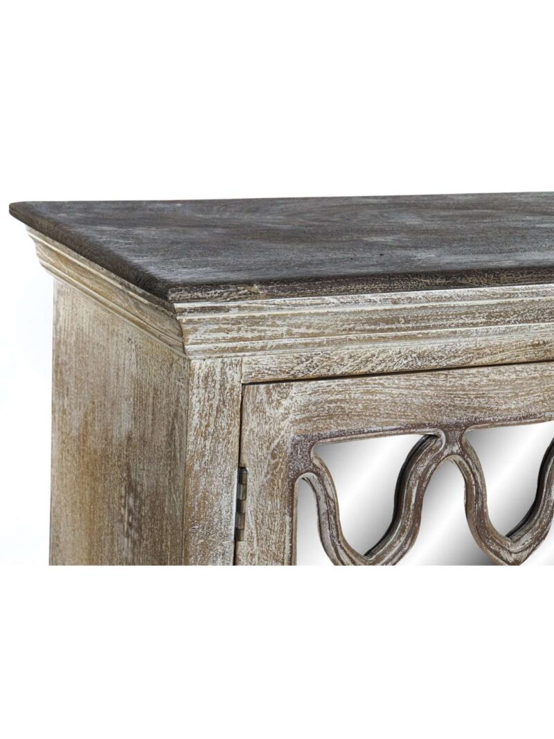 Mobile Buffet In Legno Naturale Di Mango Invecchiato Con Decorazione