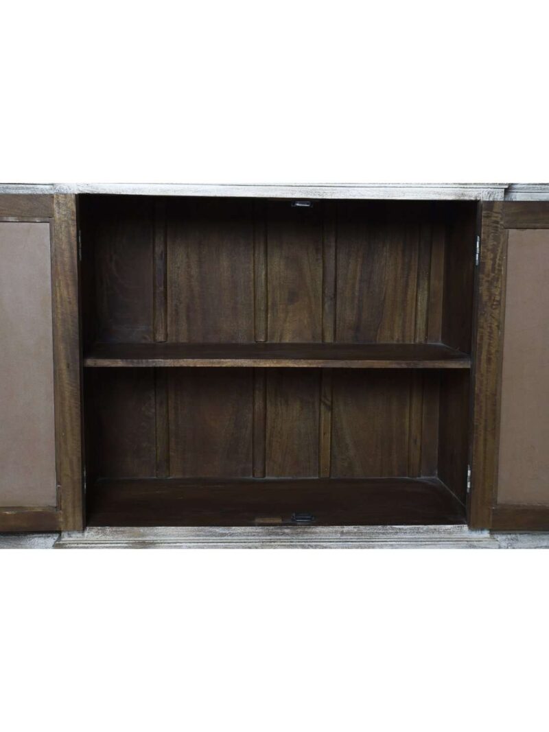 Mobile Buffet In Legno Naturale Di Mango Invecchiato Con Decorazione