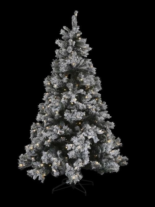 Albero di Natale Innevato con Luci LED 210 cm
