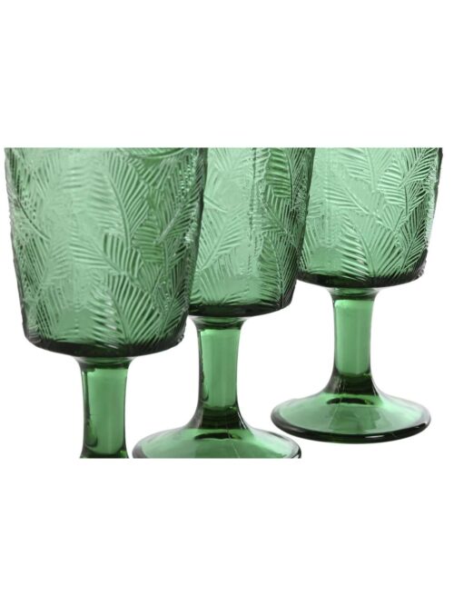 Set di 6 Bicchieri in Cristallo Foglie Colore Verde