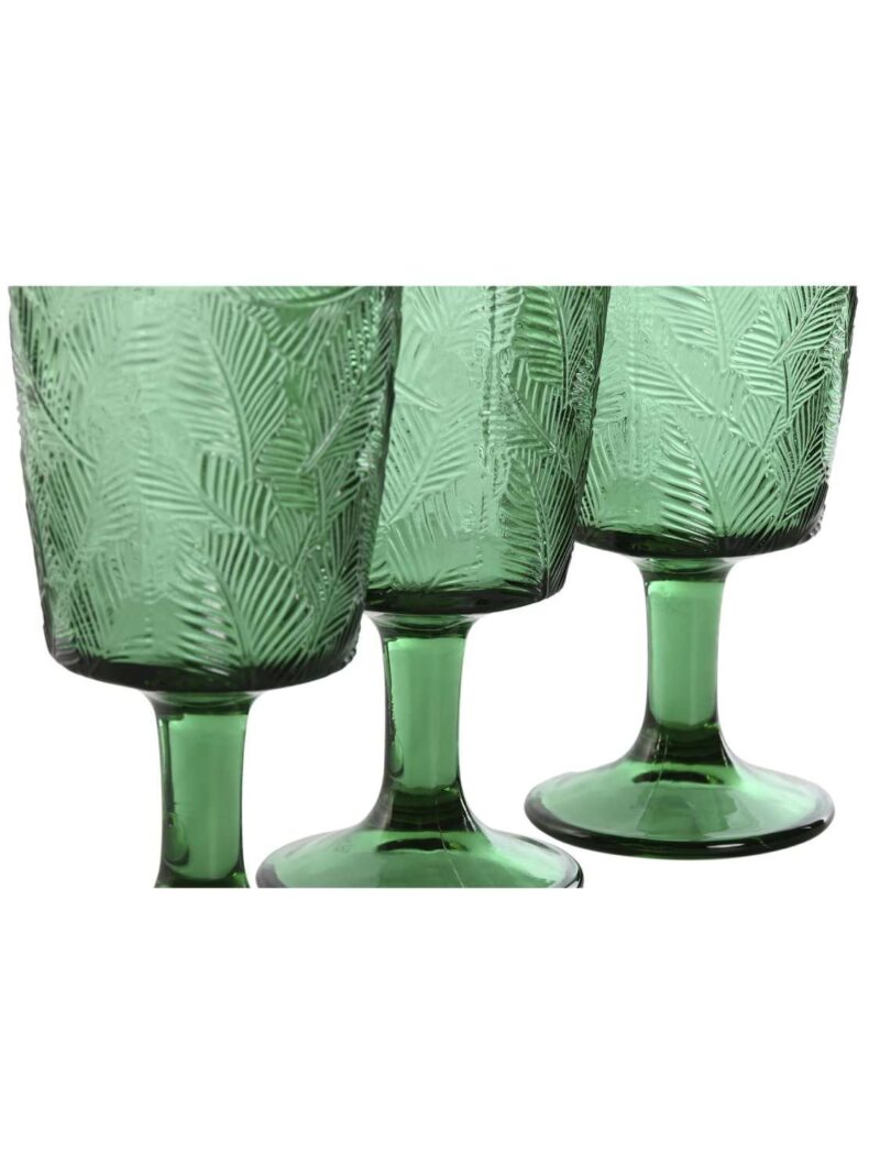 Set Di 6 Bicchieri In Cristallo Foglie Colore Verde