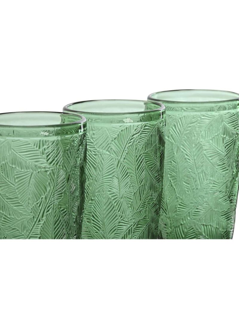 Set Di 6 Bicchieri Bibita In Cristallo Foglie Colore Verde
