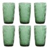 Set Di 6 Bicchieri Bibita In Cristallo Foglie Colore Verde
