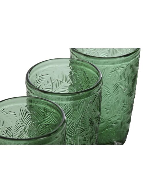 Set di 6 Bicchieri Bibita in Cristallo Foglie Colore Verde