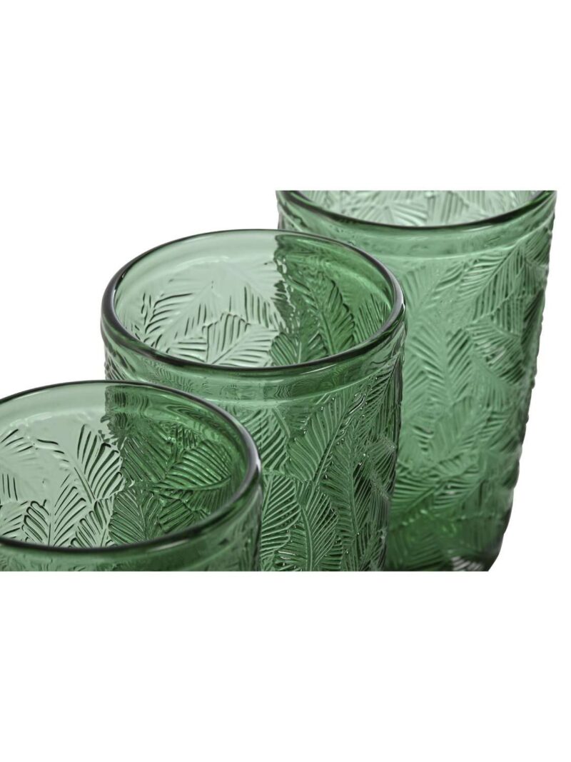 Set Di 6 Bicchieri Bibita In Cristallo Foglie Colore Verde