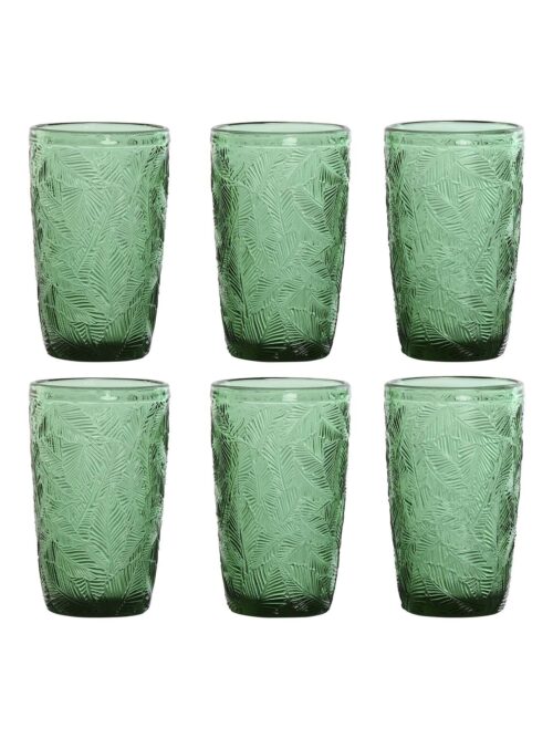 Set di 6 Bicchieri Bibita in Cristallo Foglie Colore Verde