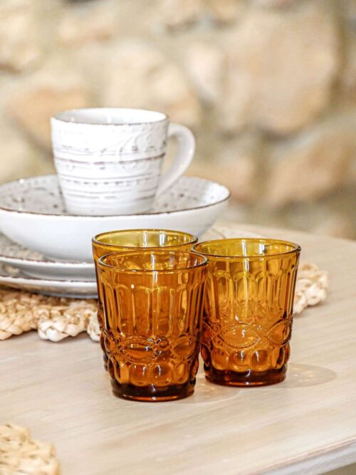 Set di 6 Bicchieri Sollievo in Cristallo Ambra