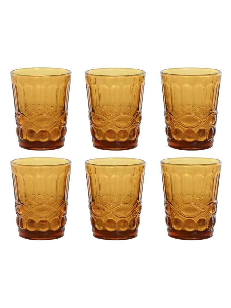 Set Di 6 Bicchieri Sollievo In Cristallo Ambra
