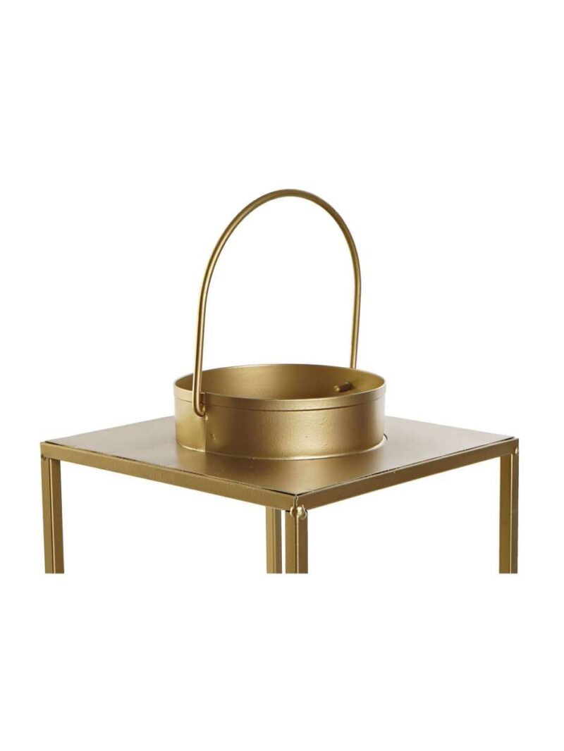 Lanterna Portacandela In Metallo Dorato Con Cristalli H35 Cm