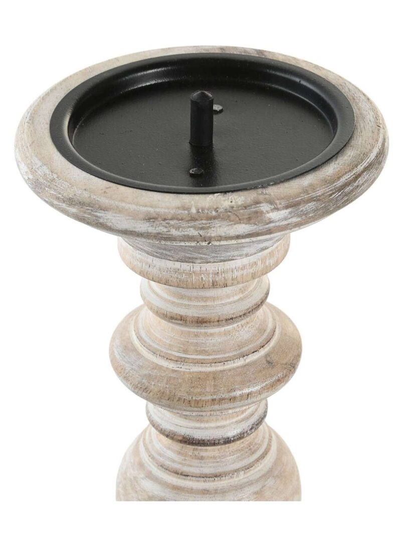 Candelabro Mango Invecchiato Decapato E Metallo H32