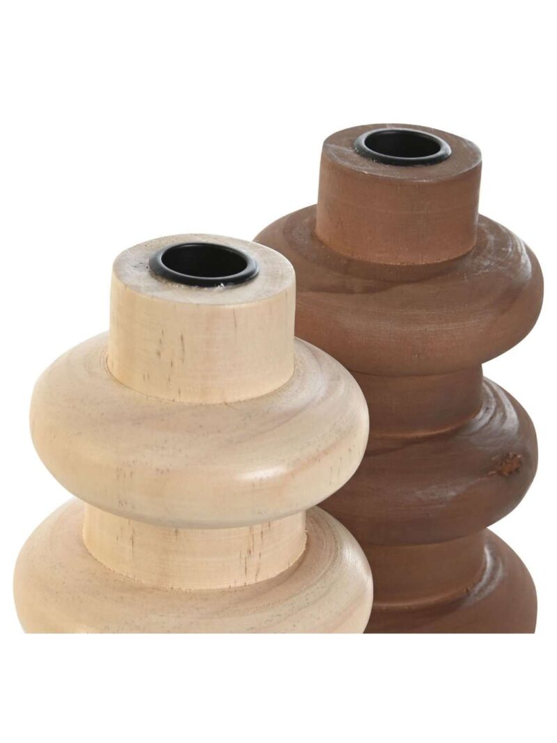 Pv-206451-1 Candelabro In Legno Naturale Di Pino Beige E Marrone