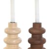 Pv-206451-2 Candelabro In Legno Naturale Di Pino Beige E Marrone