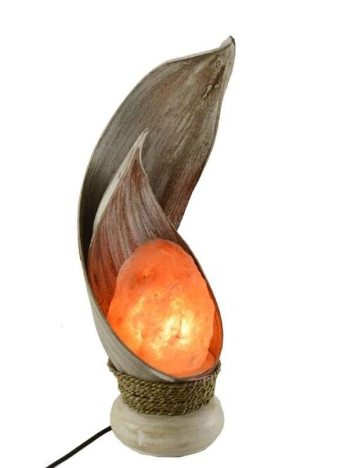Lampada di Sale Incrocio con Foglia di Cocco Decapato