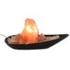 Lampada di Sale Rosa dell'Himalaya con Base in Ceramica Nera