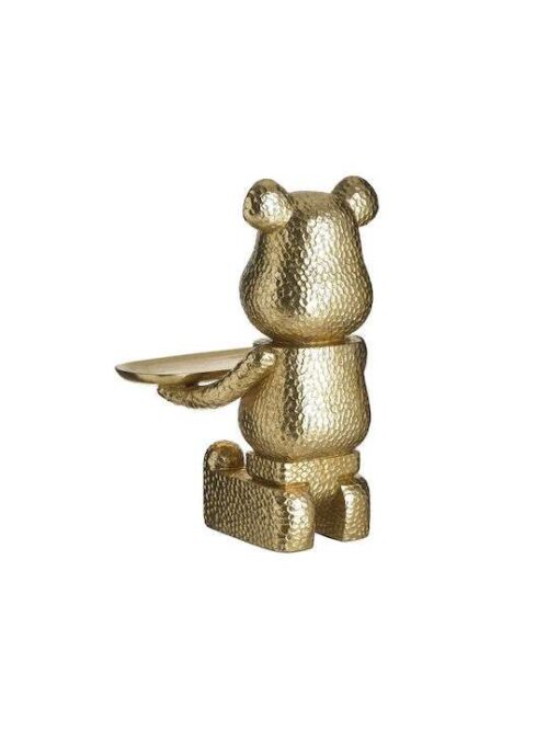 Decorazione Orsetto Seduto con Vassoio in Oro