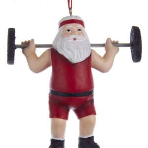 Decorazione Natalizia per Albero Babbo Natale Sollevatore di Pesi