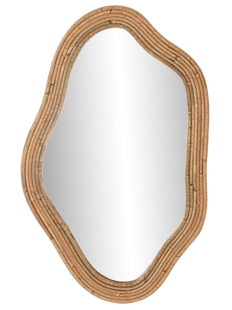 Specchio In Rattan Naturale A Forma Irregolare