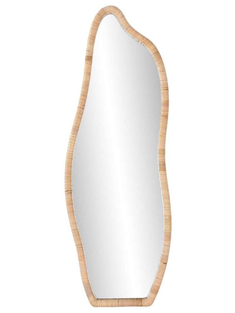 Specchio In Rattan Naturale Verticale A Forma Irregolare