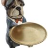 Figura Cane Maggiordomo Con Vassoio Dorato