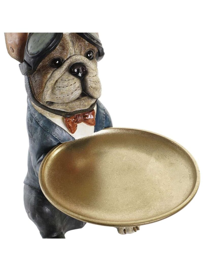 Figura Cane Maggiordomo Con Vassoio Dorato