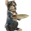 Figura Cane Maggiordomo Con Vassoio Dorato