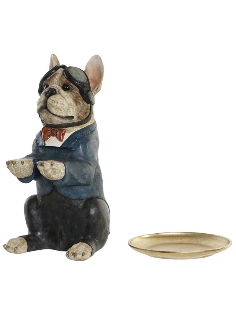 Figura Cane Maggiordomo Con Vassoio Dorato