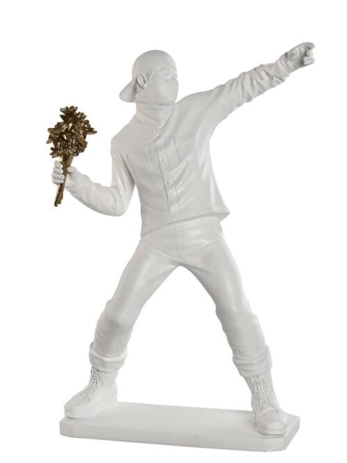Figura Decorativa Lanciatore di Fiori di Banksy Bianco