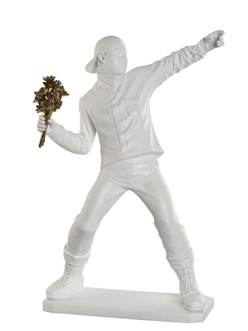 Figura Decorativa Lanciatore Di Fiori Di Banksy Bianco