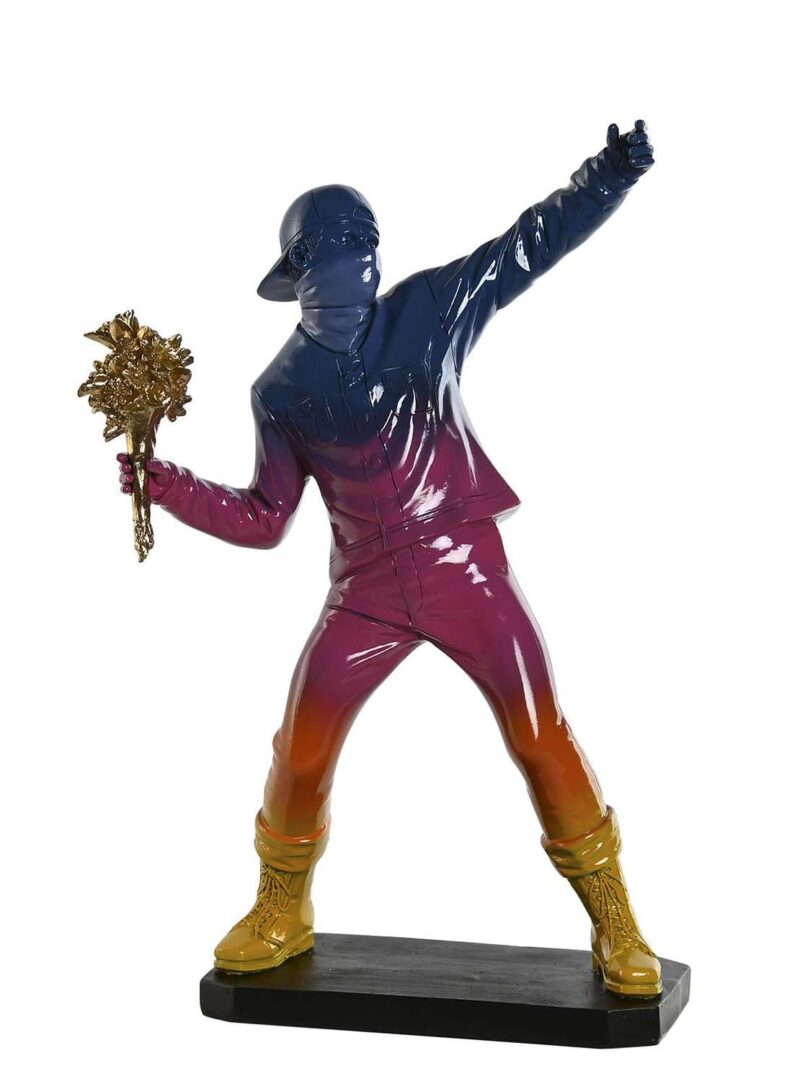 Figura Decorativa Lanciatore Di Fiori Di Banksy Multicolore