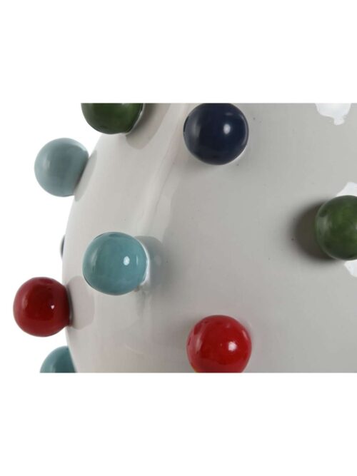 Vaso in Ceramica di Dolomite Bianco con Palline Colorate