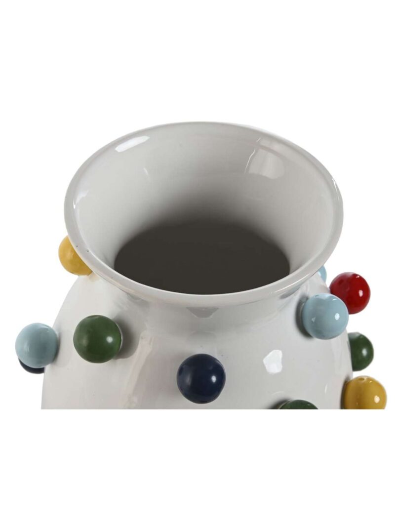Vaso In Ceramica Di Dolomite Bianco Con Palline Colorate