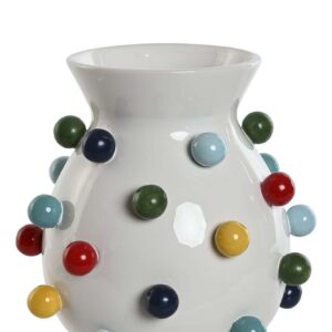 Vaso in Ceramica di Dolomite Bianco con Palline Colorate