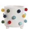 Fioriera In Ceramica Di Dolomite Bianco Con Palline Colorate