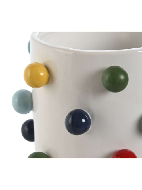 Fioriera in Ceramica di Dolomite Bianco con Palline Colorate