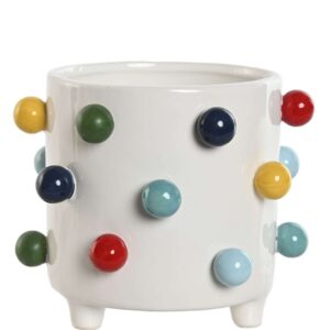 Fioriera in Ceramica di Dolomite Bianco con Palline Colorate