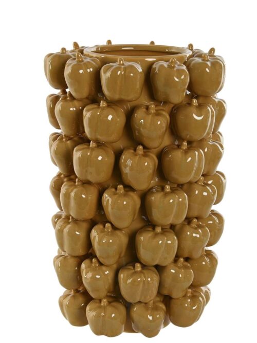Vaso in Ceramica Beige con Motivo di Frutta