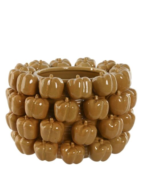 Vaso in Ceramica Beige con Motivo di Frutta h20