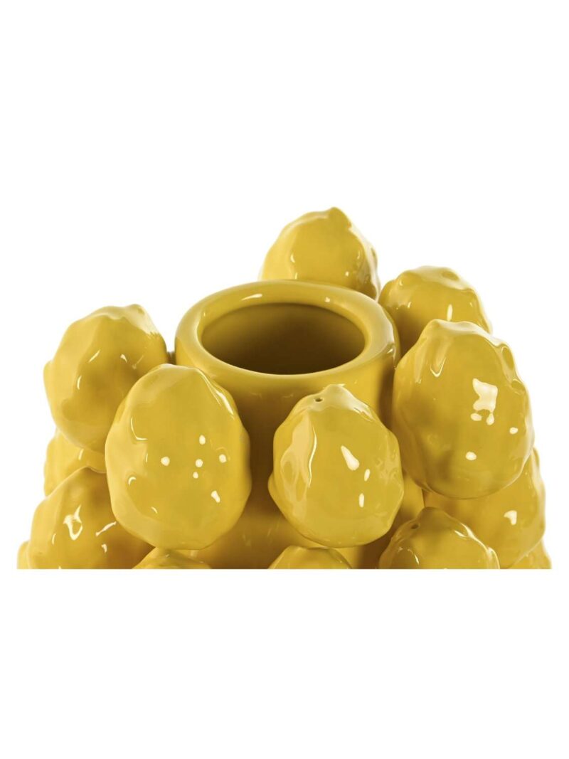Vaso Conico In Ceramica Giallo Con Motivo Di Frutta
