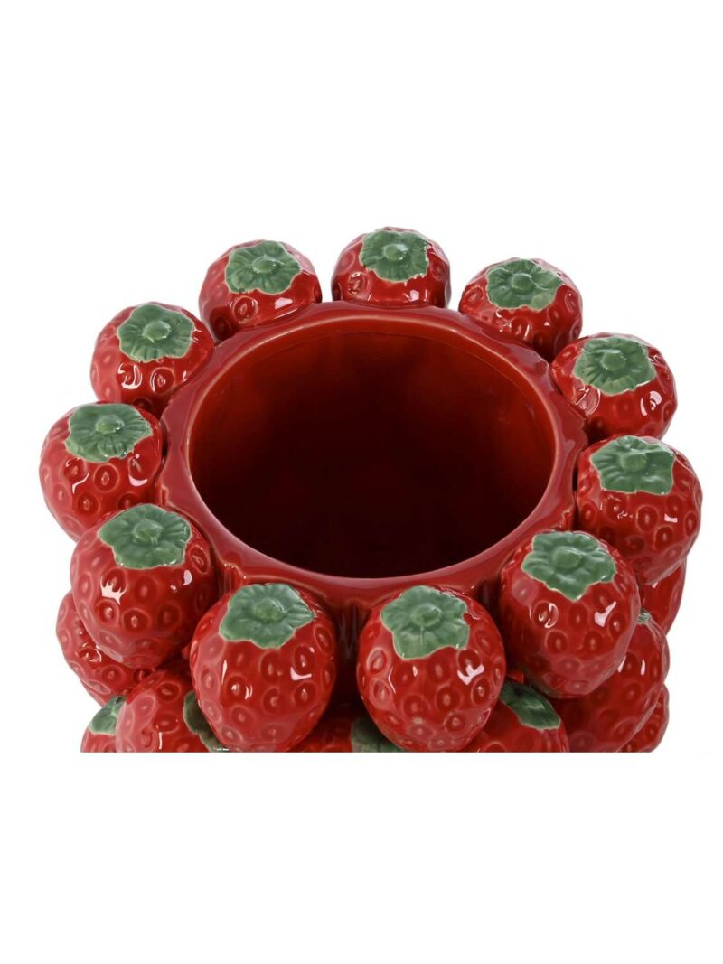 Vaso In Ceramica Rosso Con Motivo Di Fragole