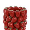 Vaso In Ceramica Rosso Con Motivo Di Fragole