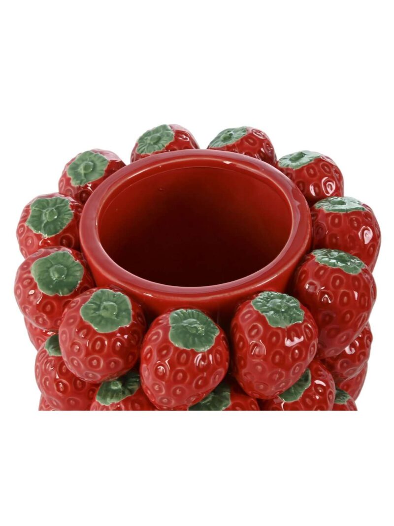 Centrotavola In Ceramica Rosso Con Motivo Di Fragole